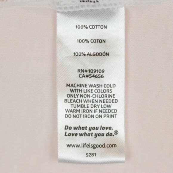 Life Is Good Women's Medium Pink Blue V-Neck Adirondack Graphic Short Sleeve Tee - Picture 7 of 7